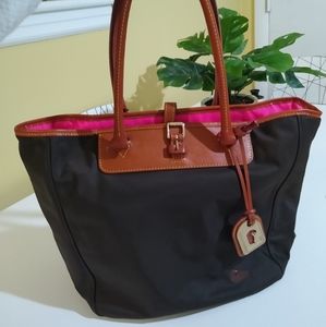 Dooney and Burke Brown Nylon Leather Tote